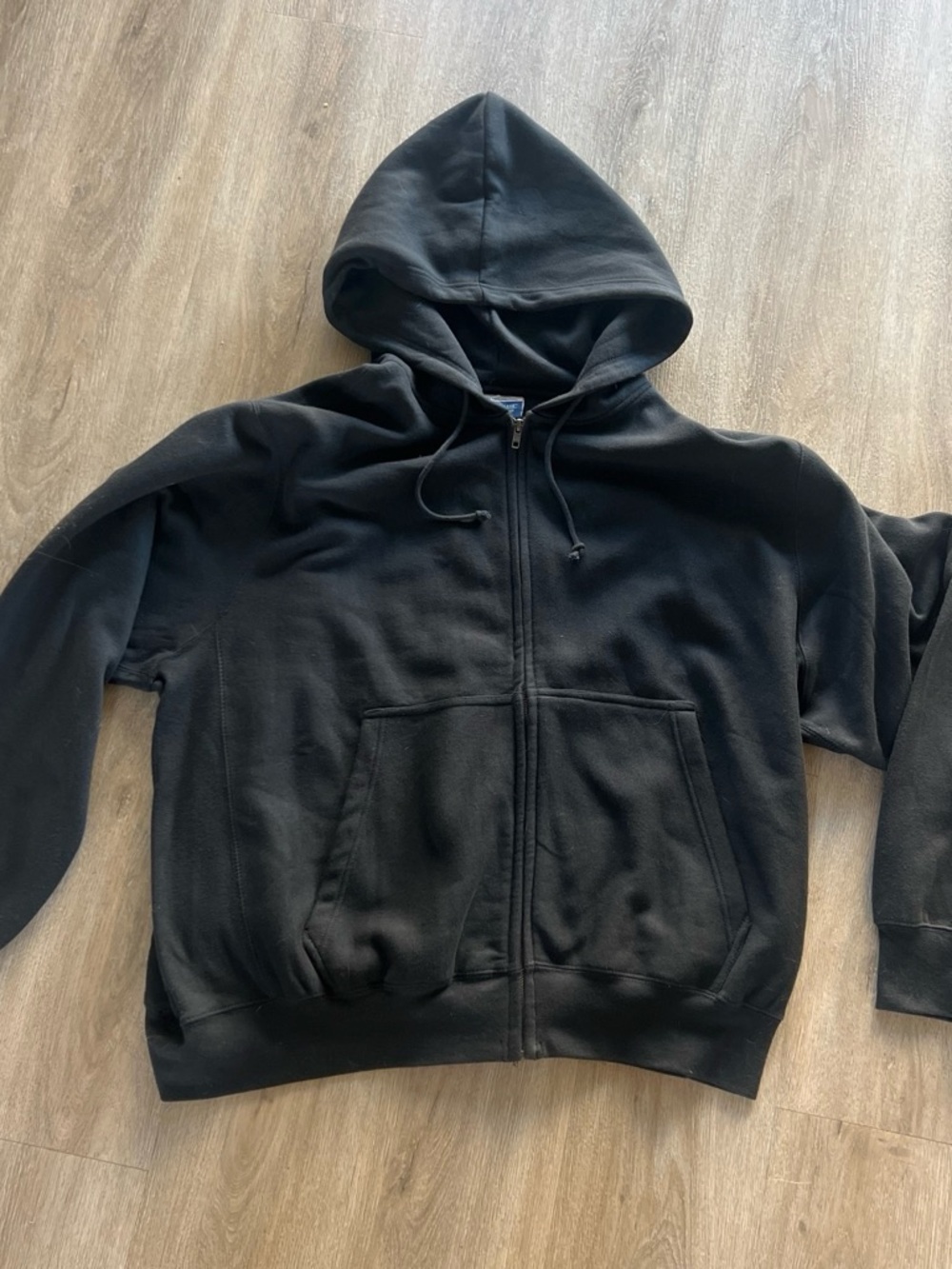 Classic Black Full-Zip Hooded Sweatshirt Cross Weave Heavy Duty 2xl weatherproof